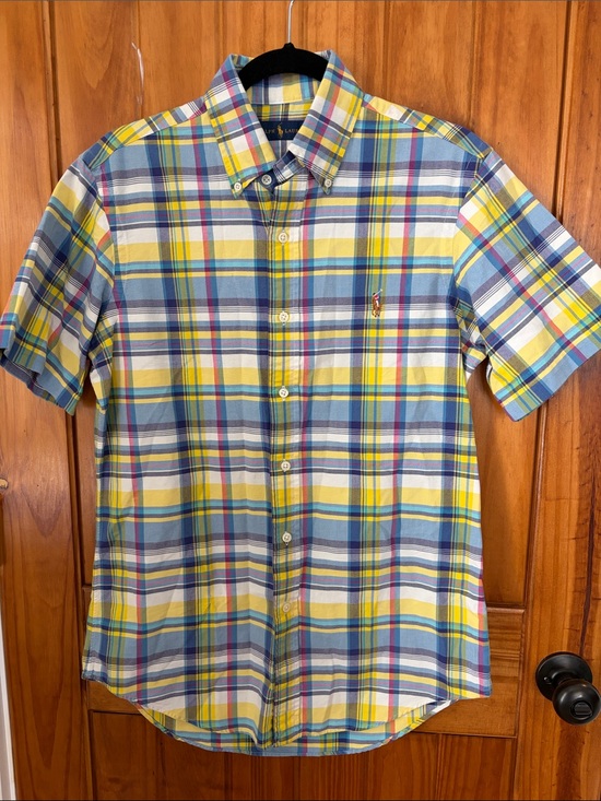 Ralph Lauren Other - Ralph Lauren Yellow, Blue White Plaid Short-Sleeve Button-Down Shirt small